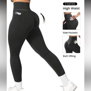 High Waist Black Leggings with Side Pockets